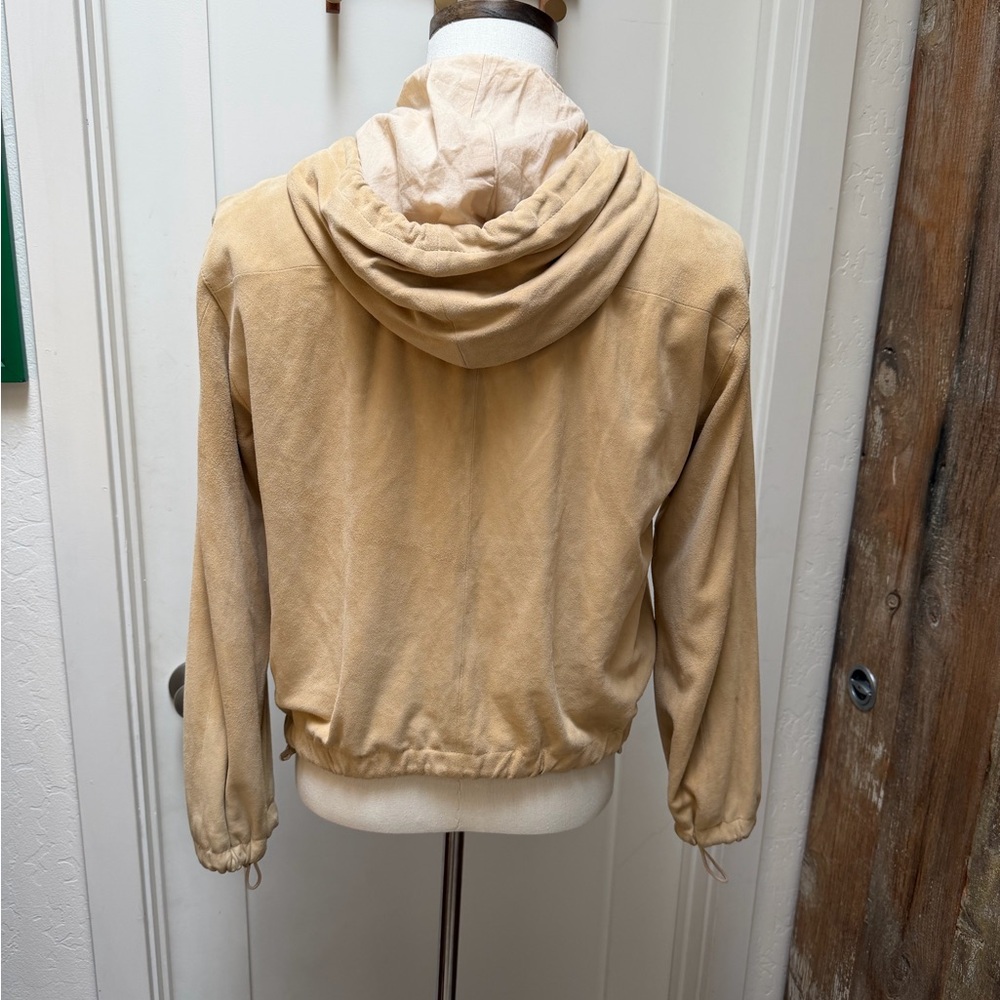 Vince Women's Suede Beige Hooded Utility Jacket-size M - Picture 7 of 16